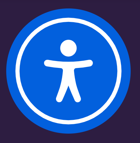 Picture of a blue icon with a stylised accessibility figure